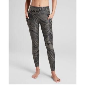 Athleta Leggings Womens Small Gray Black Salutation Stash Pocket Zuma Yoga Gym